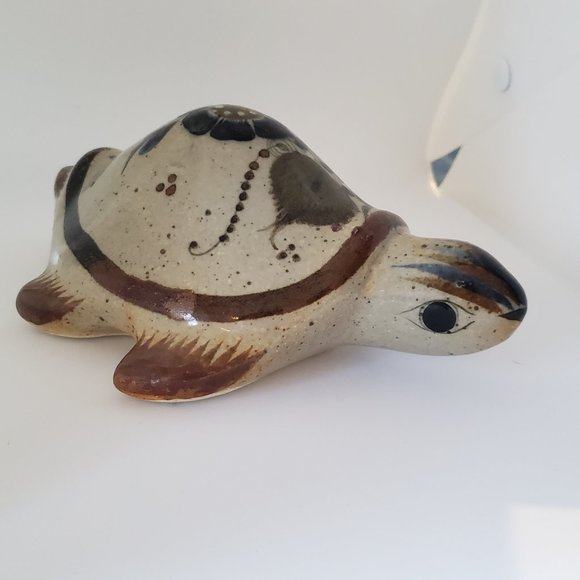 Vintage Tonala Ceramic Pottery Turtle Mexican Folk Art Floral Hand Painted - Picture 2 of 12
